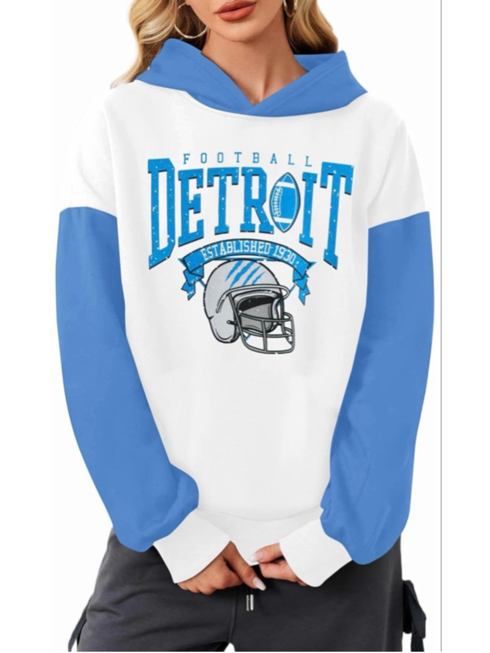 NEW Game Day Detroit Hoodie Football Graphic Pullover Sweatshirt S